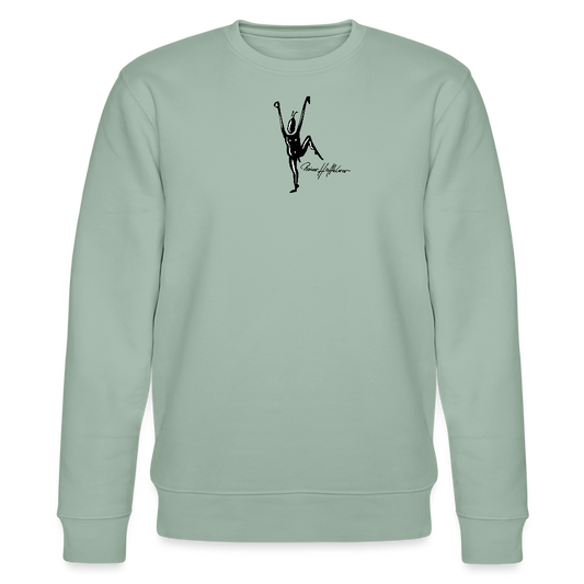 Unisex Bio-Sweatshirt mit TUSCHEMÄNNCHEN PRINT - Helles Graugrün