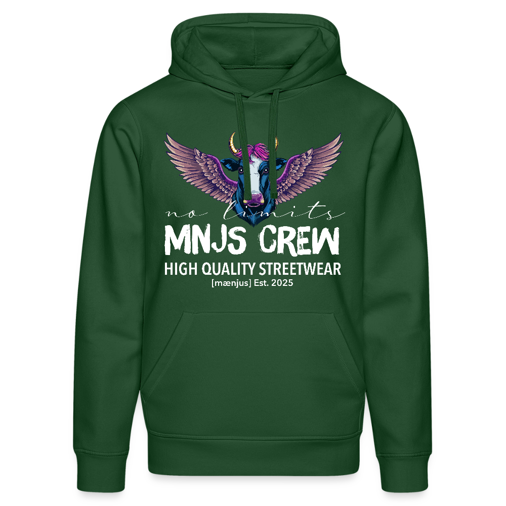 Unisex Bio-Hoodie mit MNJS CREW no limits PRINT - Flaschengrün