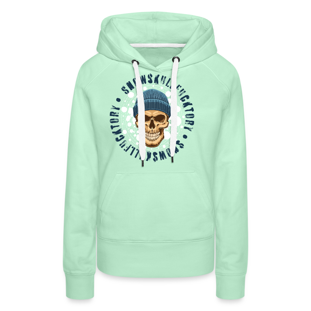 Frauen Premium Hoodie mit SNOWSKULL PRINT - helles Mintgrün