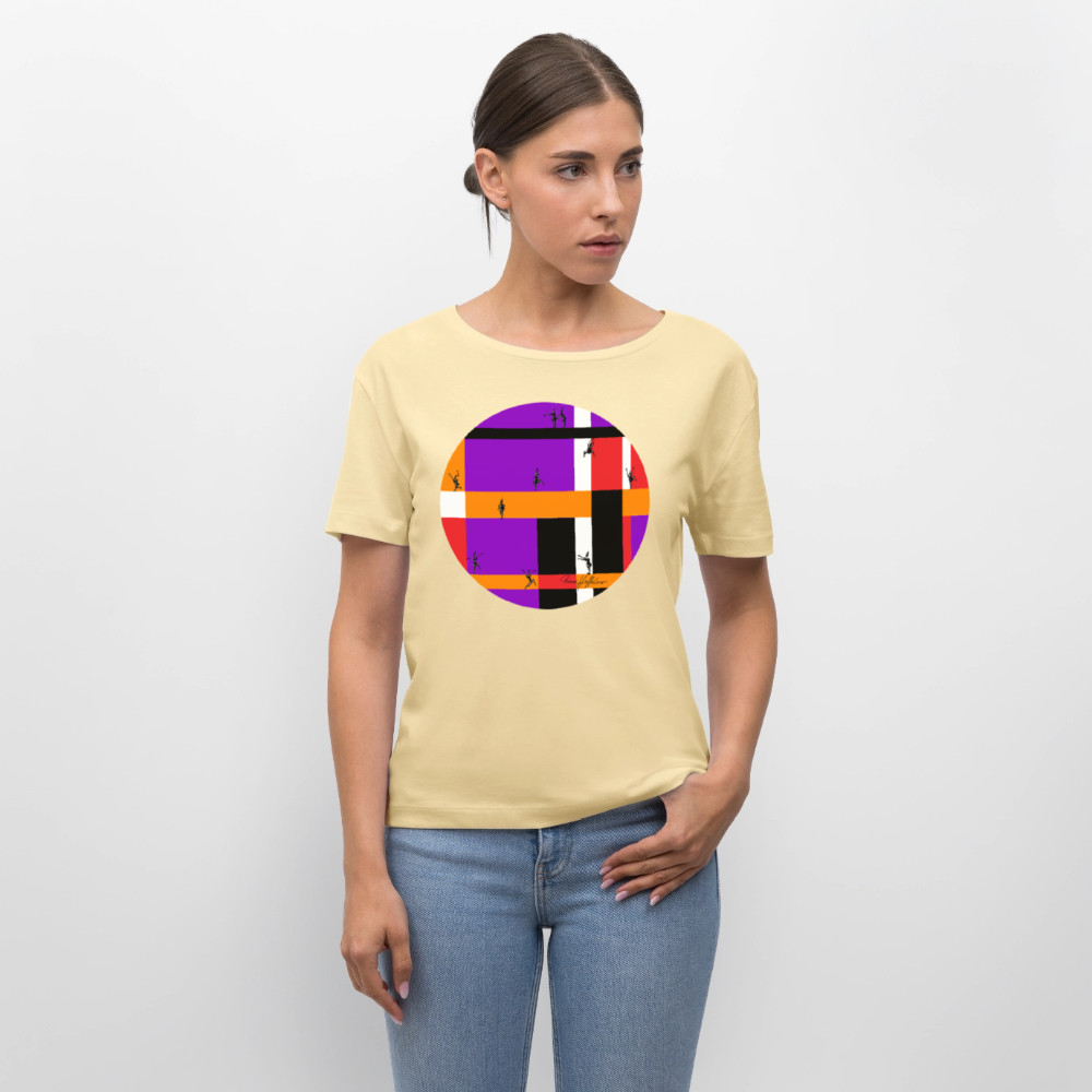 Relaxed Rundhals Frauen Bio-T-Shirt mit DYNAMIC FIELDS PRINT - Creme