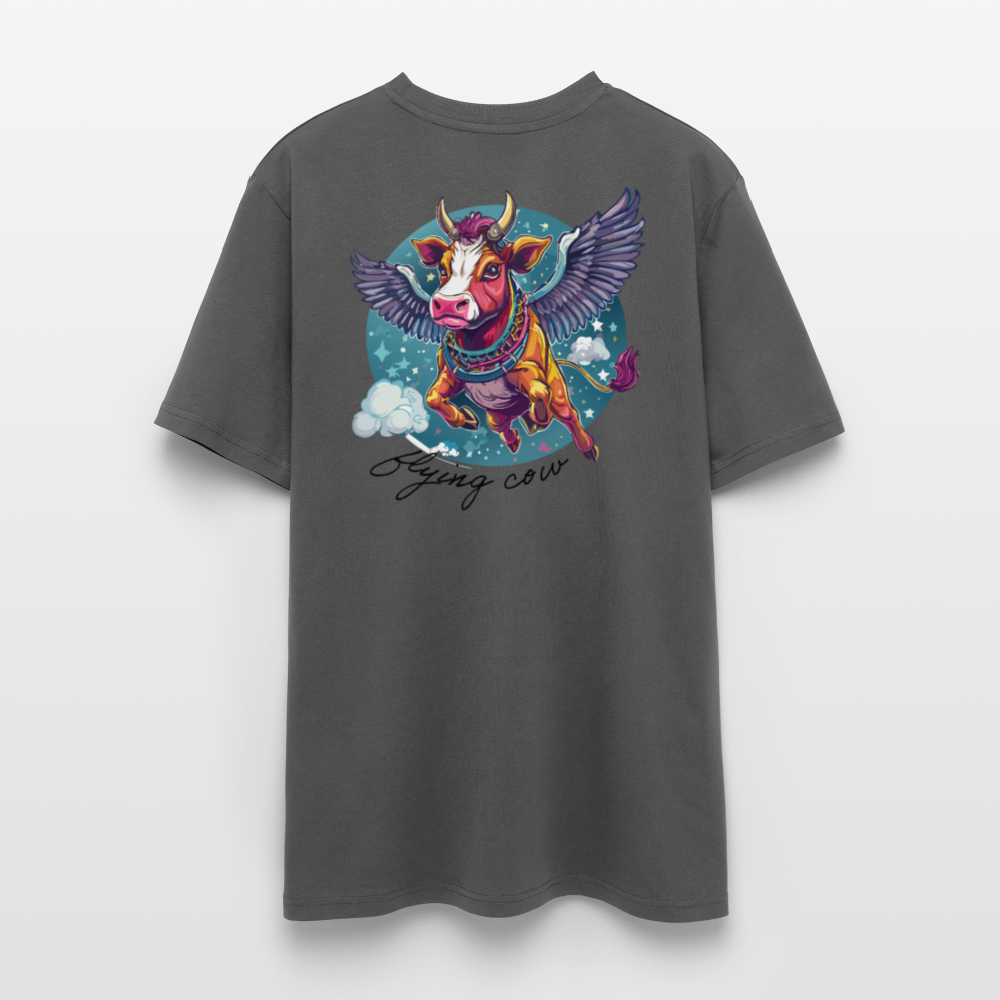 Unisex Bio-T-Shirt mit Flying Cow Print Rückseite - Anthrazit