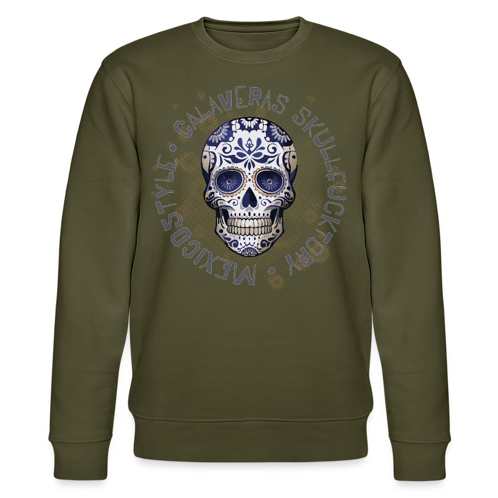 Unisex Bio-Sweatshirt mit CALAVERAS SKULL PRINT - Khaki