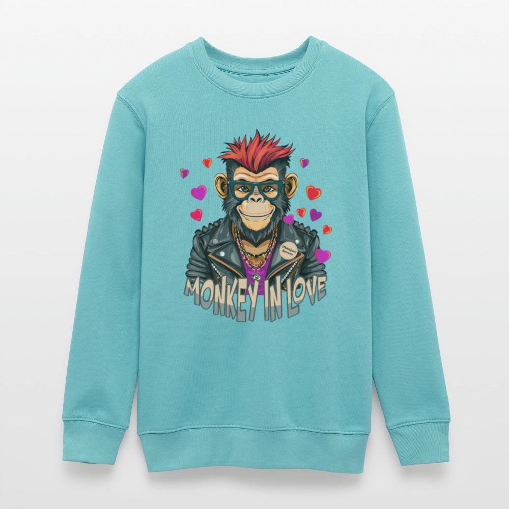 MNJS TEENS Bio Sweatshirt mit MONKEY IN LOVE PRINT - Pastelltürkis