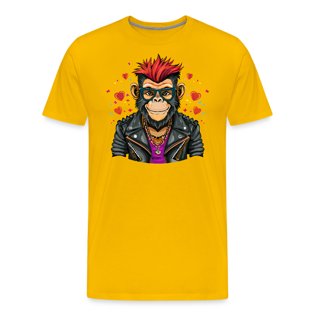 Männer Premium T-Shirt mit MONKEY IN LOVE PRINT - Sonnengelb