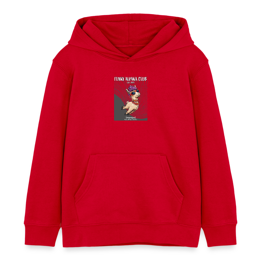 MNJS KIDS Bio-Hoodie mit FUNKY ALPAKA CLUB PRINT - Rot