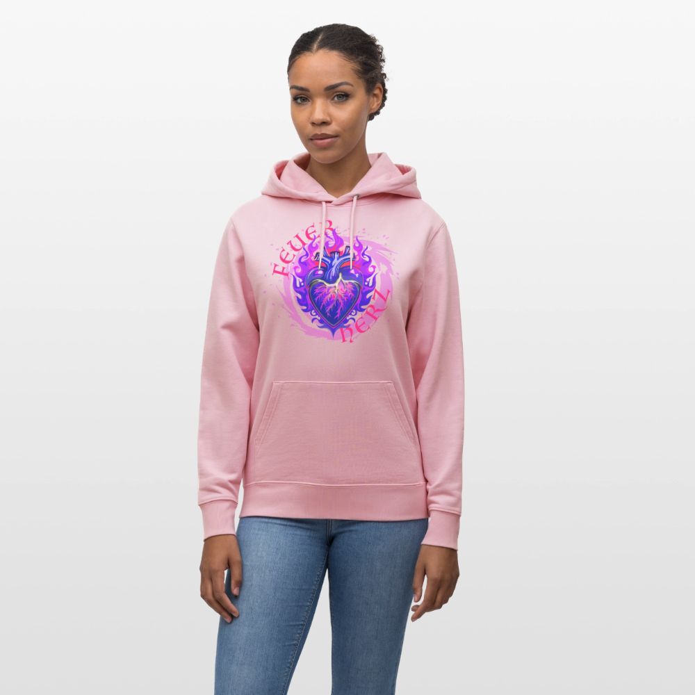 Unisex Bio-Hoodie mit FEUERHERZ LILA PRINT - Hellrosa