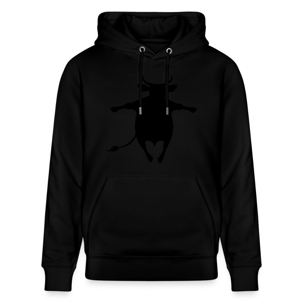 Unisex Hoodie mit HAPPY COW PRINT - Schwarz