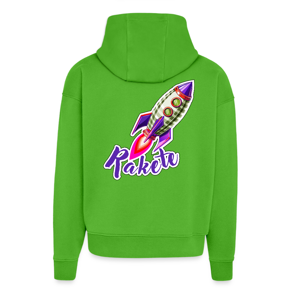 Heavyweight Oversized Organic Hoodie mit RAKETE PRINT - Apple Neon