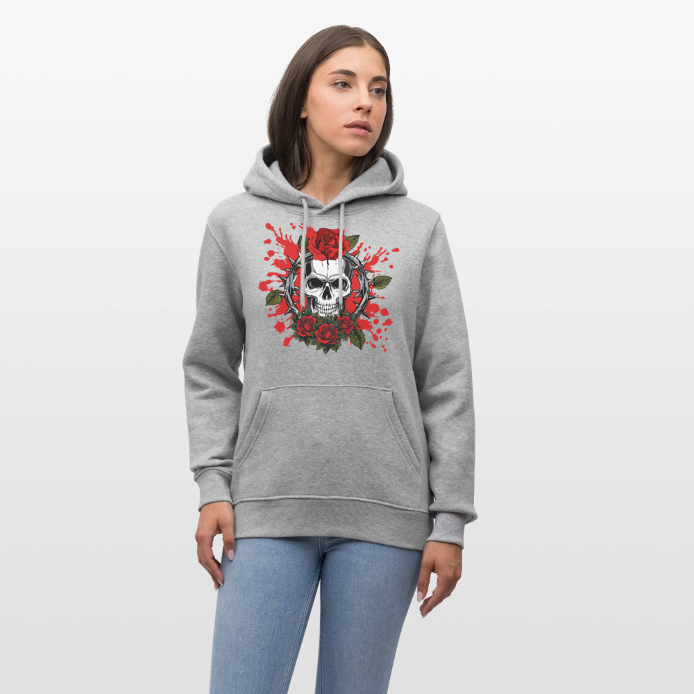 Unisex Hoodie mit ROSENSKULL PRINT - Grau meliert