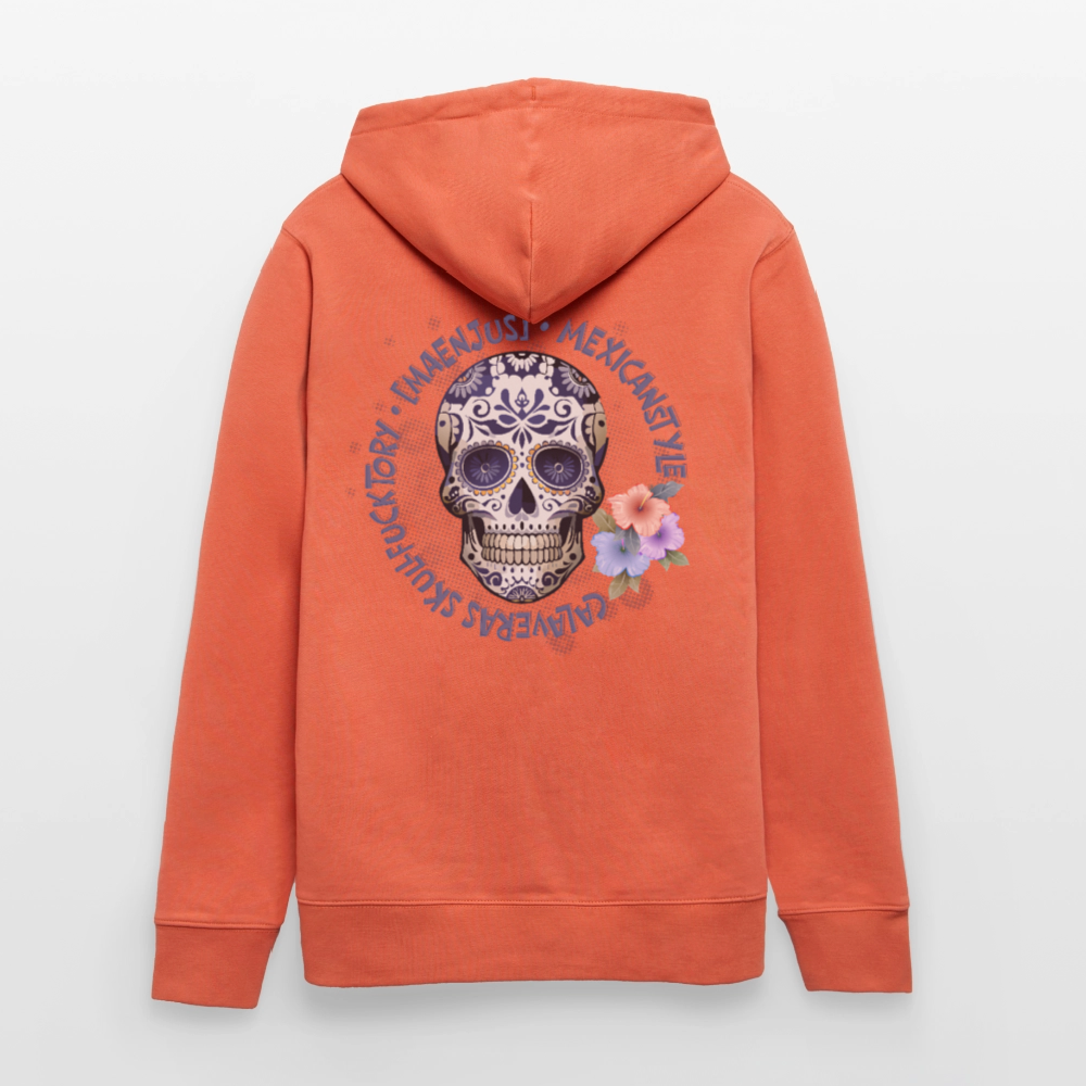 Unisex Hoodie mit MAENJUS MEXICANSTYLE PRINT Vorder- und Rückseite - Hellrot
