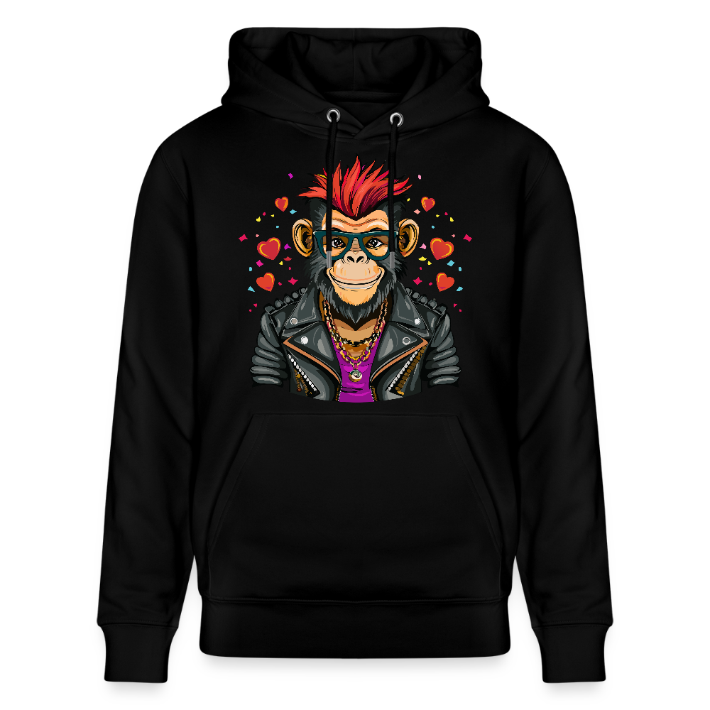 Unisex Hoodie mit MONKEY IN LOVE PRINT - Schwarz
