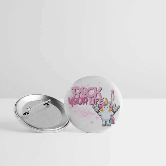 Buttons groß 56 mm (5er Pack) mit ROCK YOUR LIFE PRINT - Weiß