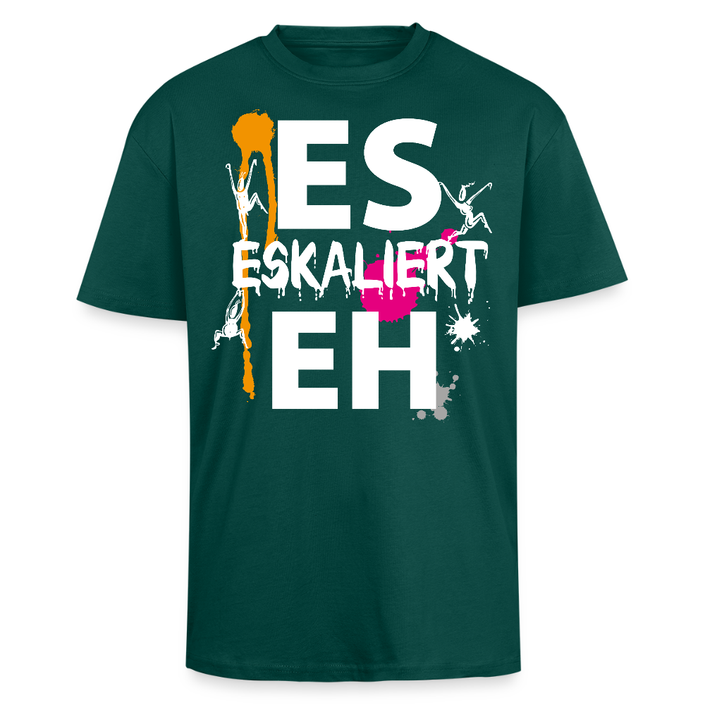Heavy Oversize T-Shirt mit ES ESKALIERT EH PRINT - hunter Green