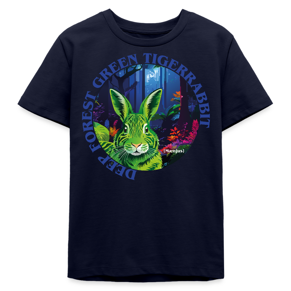 MNJS TEENS Bio T-Shirt mit DEEP FOREST GREEN TIGERRABBIT PRINT - Navy