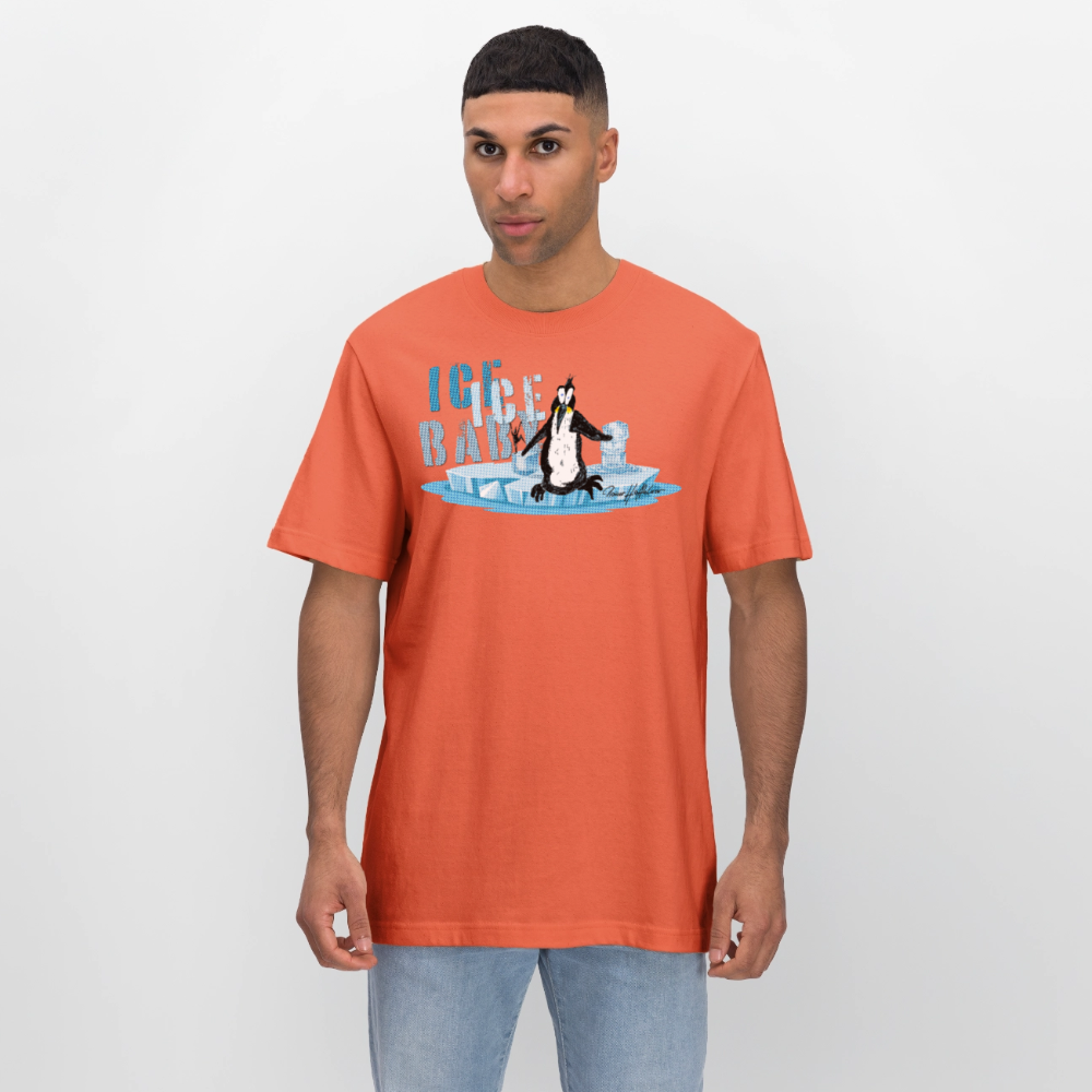 Unisex Bio-T-Shirt mit ICE ICE BABY PINGUIN PRINT - Hellrot