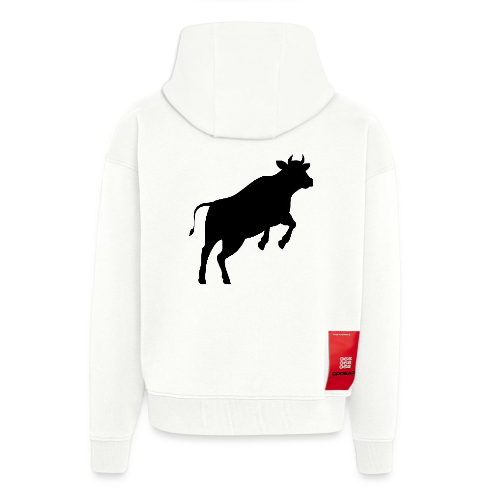 Heavyweight Oversized Organic Hoodie mit JUMPING COW PRINT - OFF WHITE