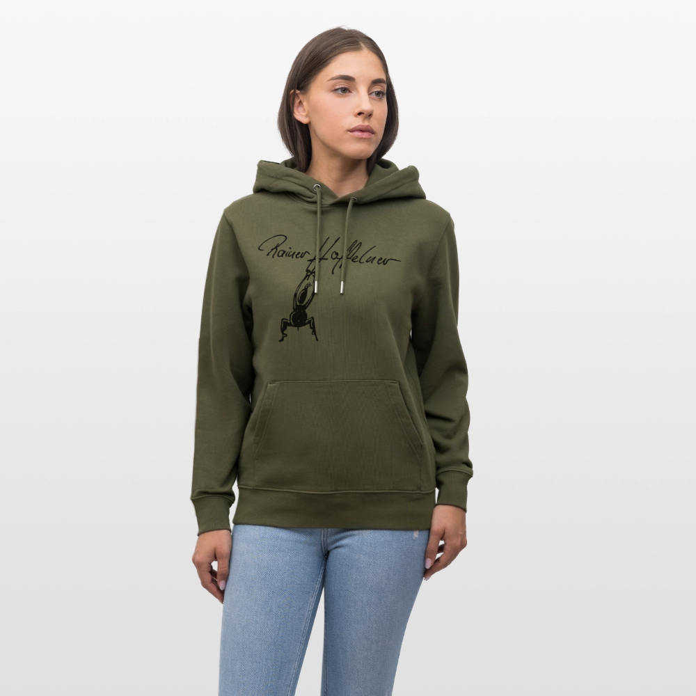 Unisex Bio-Hoodie mit TUSCHEMÄNNCHEN PRINT - Khaki Grün