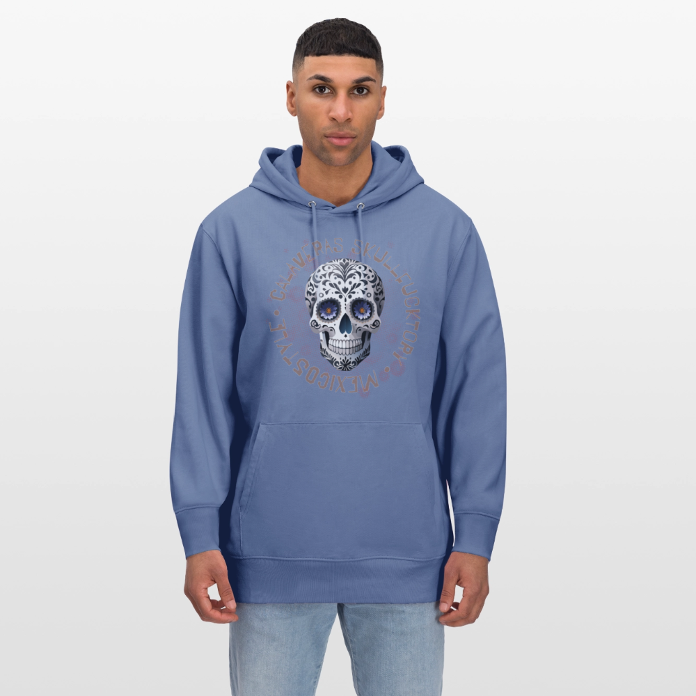 Unisex Hoodie mit CALAVERAS SKULL PRINT Vorderseite - Blau