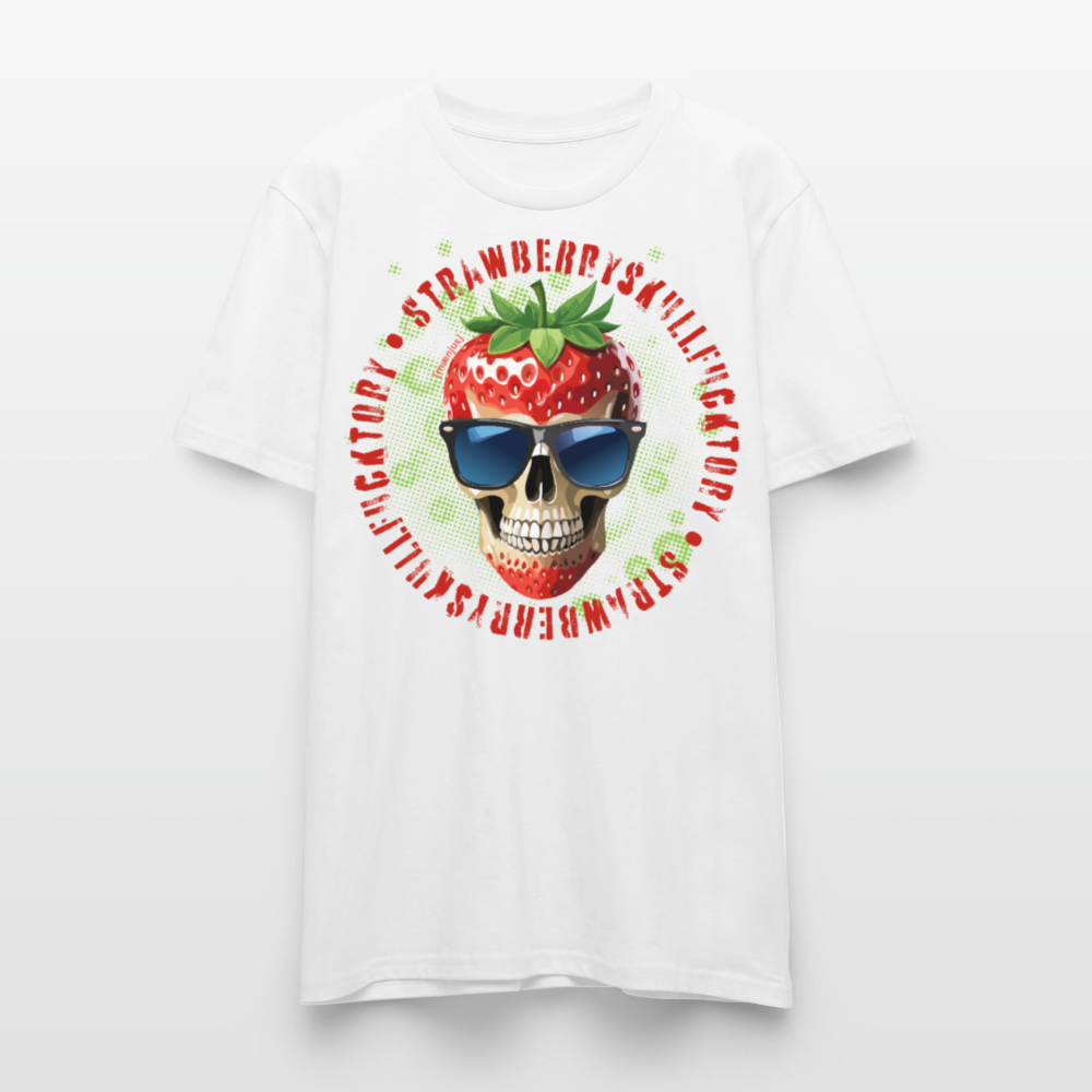 Unisex T-Shirt mit STRAWBERRY SKULL PRINT Vorderseite - Weiß