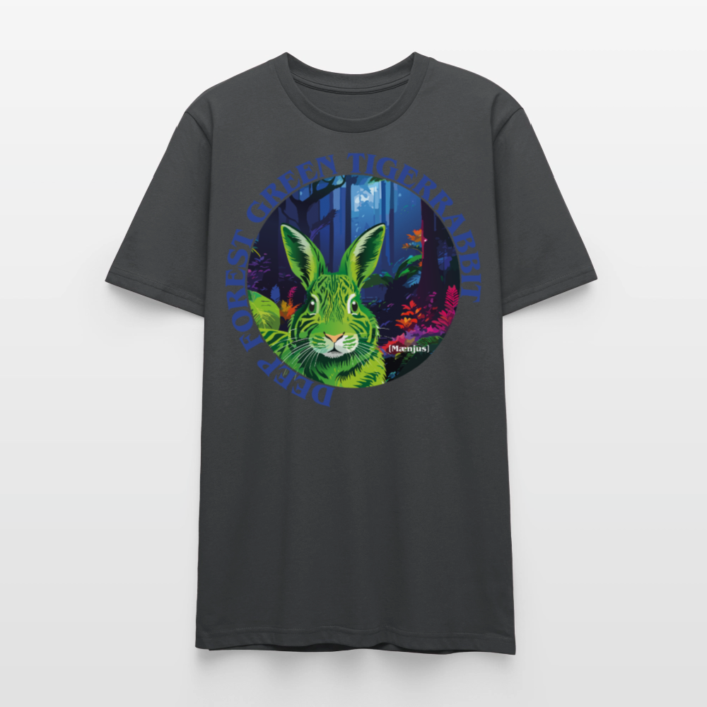 Unisex T-Shirt mit DEEP FOREST GREEN TIGERRABBIT PRINT Vorderseite - Anthrazit