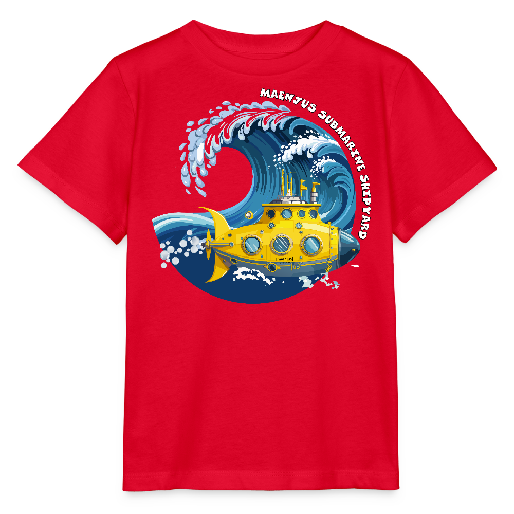 MNJS KIDS Bio T-Shirt mit SUBMARINE SHIPYARD PRINT - Rot