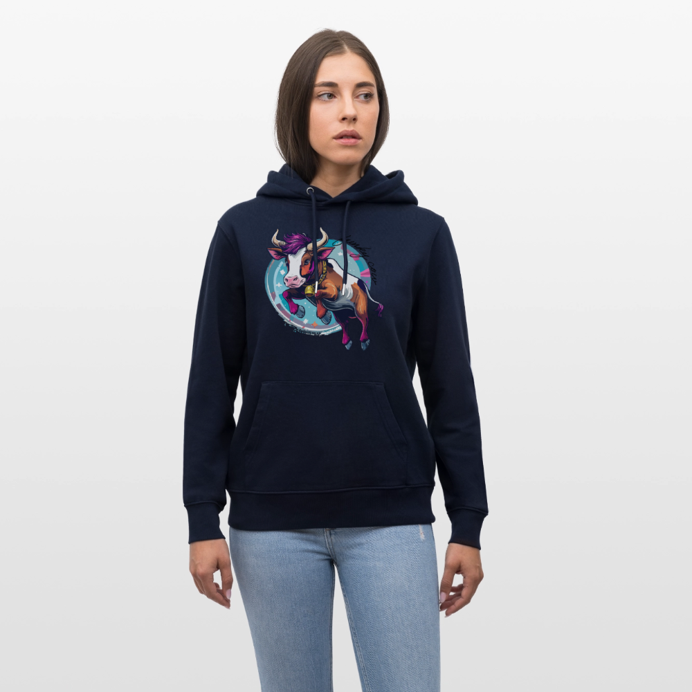 Unisex Hoodie mit FUNKY COW PRINT - Navy