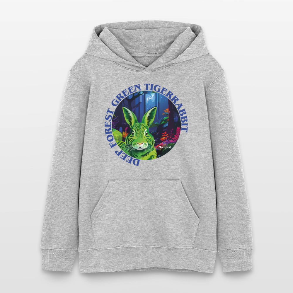 MNJS TEENS Bio-Hoodie mit DEEP FOREST GREEN TIGERRABBIT PRINT - Grau meliert