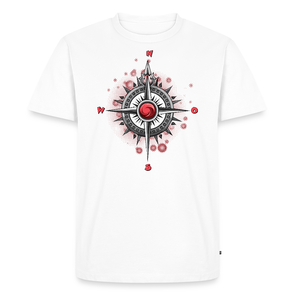 Männer Premium T-Shirt mit WINDROSE PRINT - Weiß