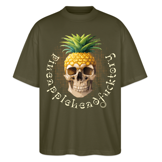 Oversized Unisex T-Shirt mit PINEAPPLE SKULL PRINT - Khaki