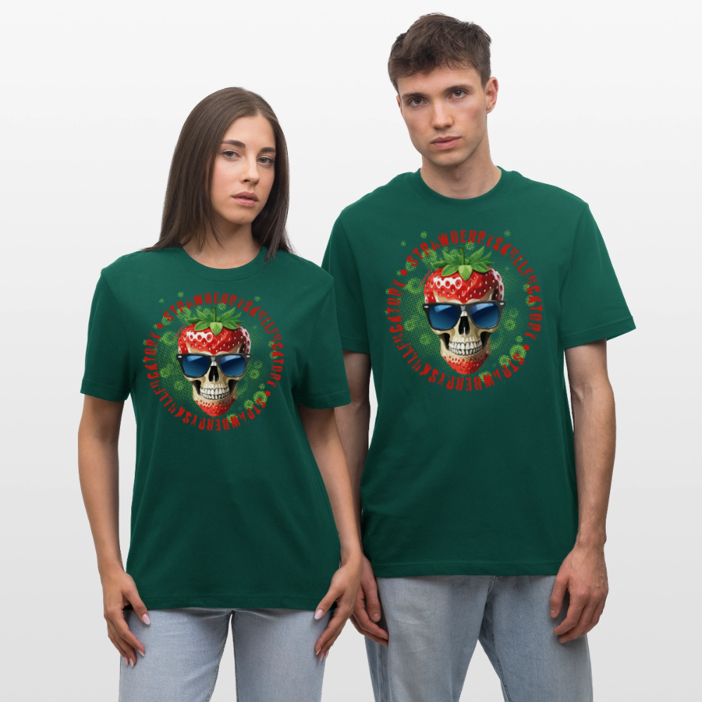 Relaxed Fit Unisex Bio-T-Shirt mit STRAWBERRY SKULL PRINT Vorderseite - Forest