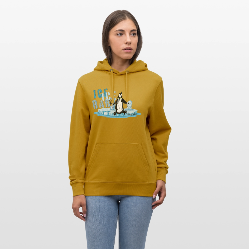 Unisex Bio-Hoodie mit ICE ICE BABY PINGUIN PRINT - Ocker