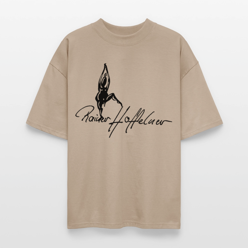 Oversized Unisex T-Shirt mit TUSCHEMÄNNCHEN PRINT - Steingrau