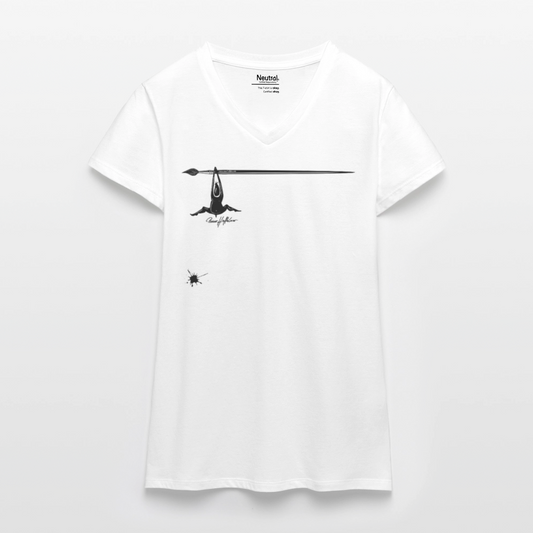 Bio Frauen T-Shirt mit V-Ausschnitt mit MÄNNLE PRINT - Weiß