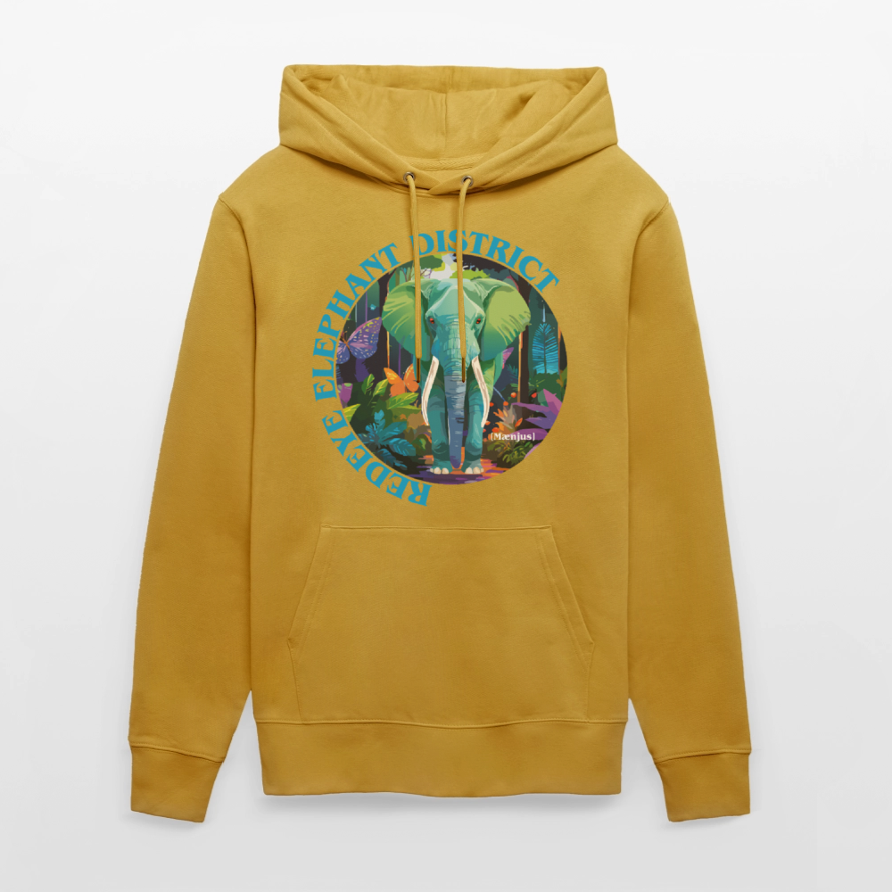 Unisex Bio-Hoodie mit REDEYE ELEPHANT DISTRICT PRINT - Ocker