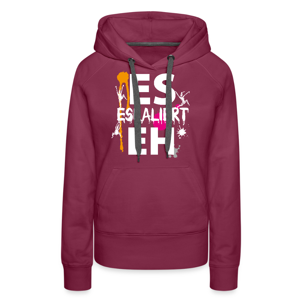 Frauen Premium Hoodie mit ES ESKALIERT EH PRINT - Bordeaux