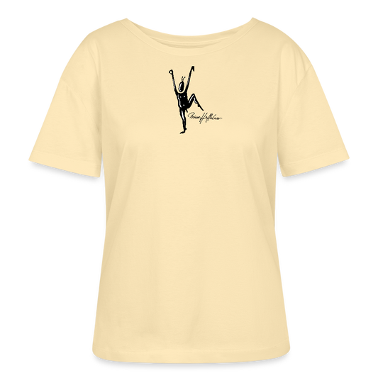 Relaxed Rundhals Frauen Bio-T-Shirt mit TUSCHEMÄNNCHEN PRINT - Creme