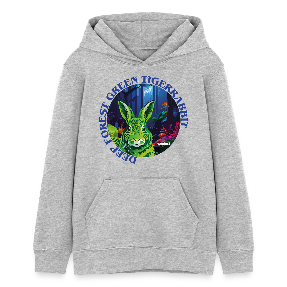 MNJS TEENS Bio-Hoodie mit DEEP FOREST GREEN TIGERRABBIT PRINT - Grau meliert