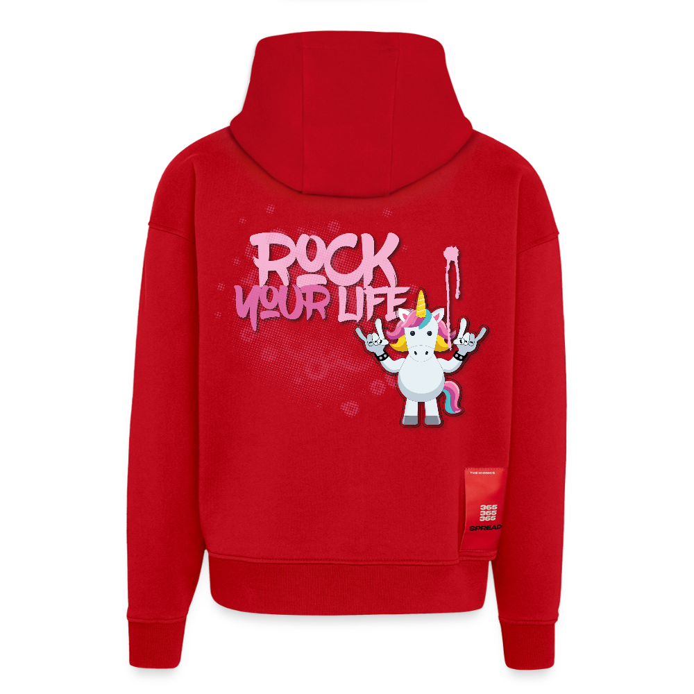 Heavyweight Oversized Organic Hoodie mit ROCK YOUR LIFE PRINT - Rot
