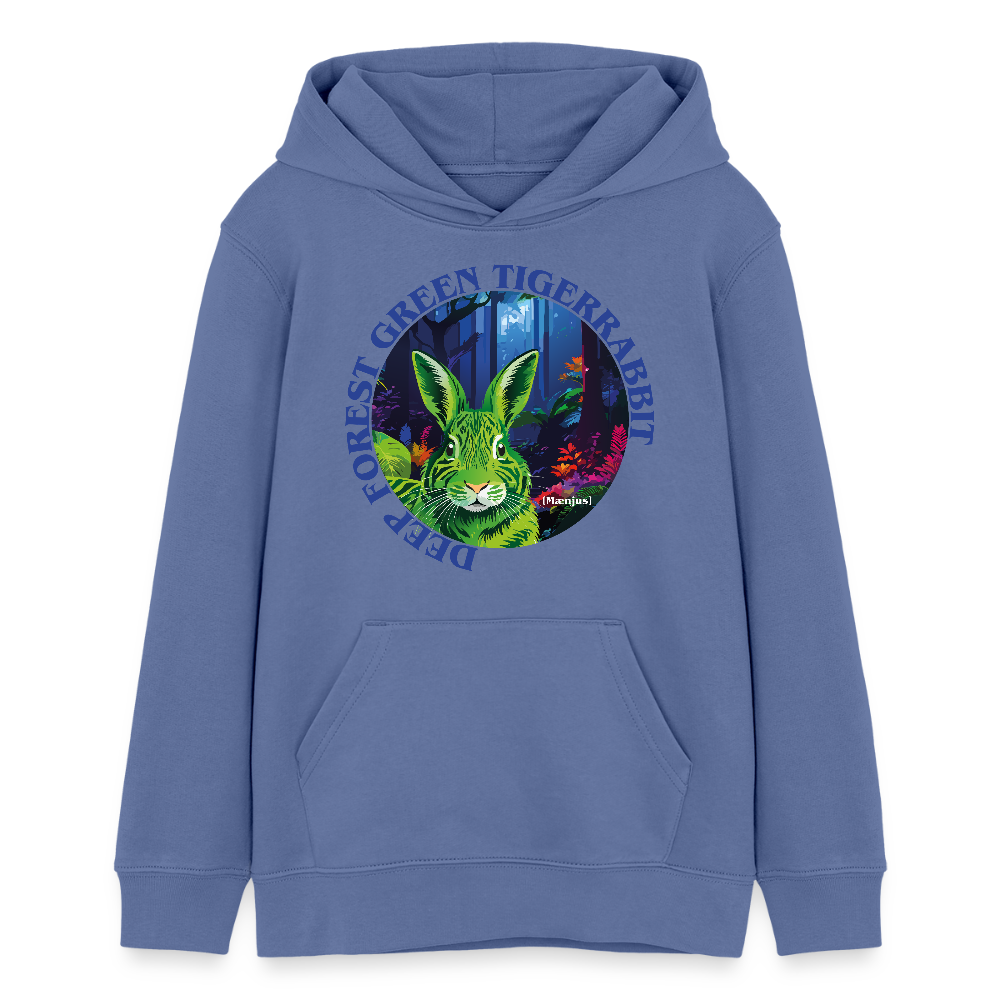 MNJS TEENS Bio-Hoodie mit DEEP FOREST GREEN TIGERRABBIT PRINT - Blau