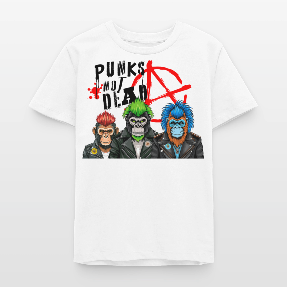 MNJS TEENS Bio T-Shirt mit PUNKS NOT DEAD PRINT - Weiß