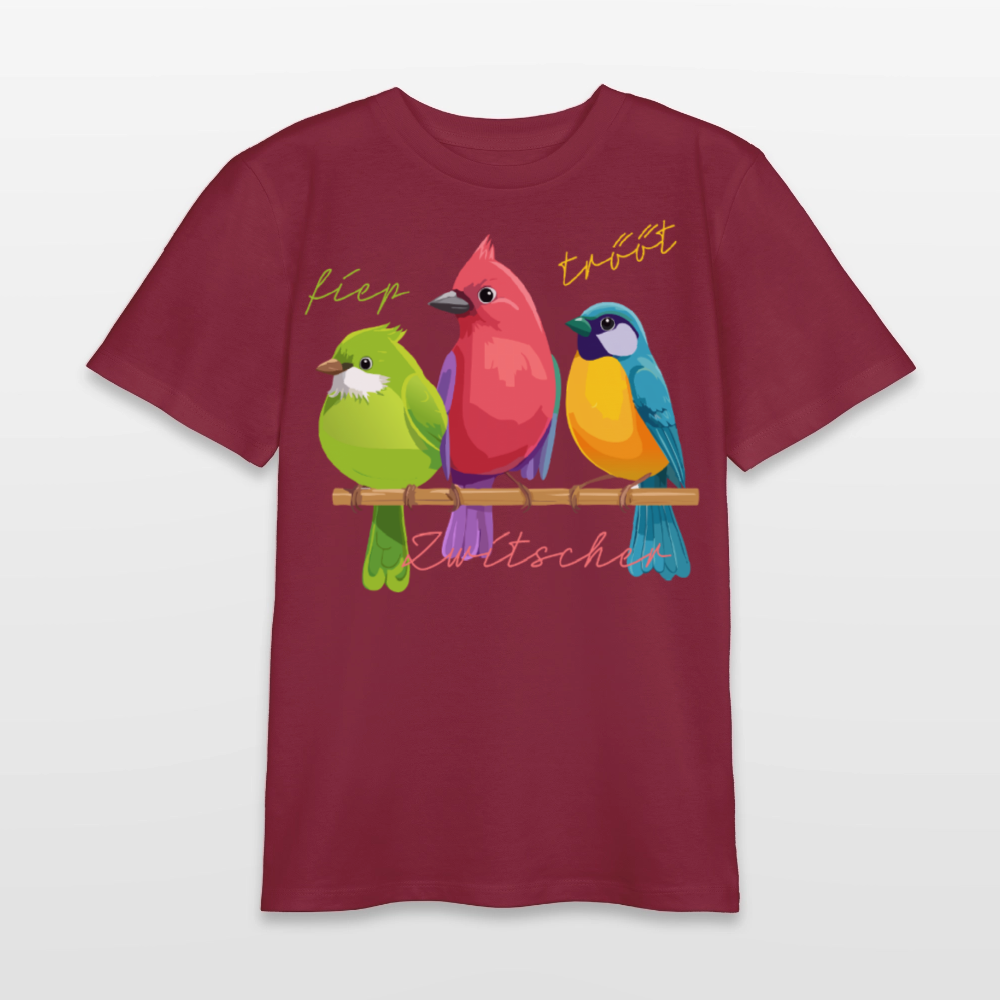 MNJS TEENS Bio T-Shirt mit ZWITSCHERGÄNG PRINT - Burgunderrot