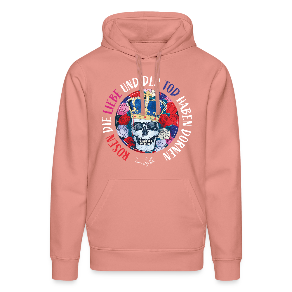 Oversized Unisex Hoodie mit ROSEN DIE LIEBE UND DER TOD HABEN DORNEN PRINT - Altrosa