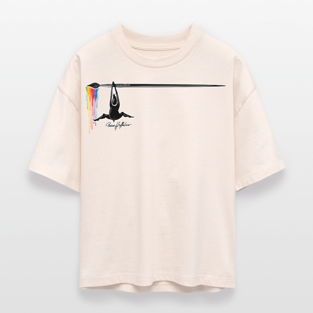 Frauen Boxy Bio-T-Shirt mit MÄNNLE PRINT - Weißgrau