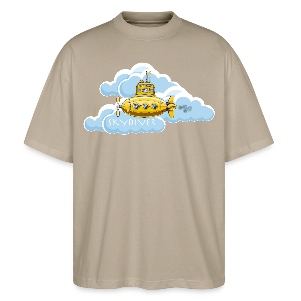 Oversized Unisex Bio T-Shirt mit SKYDIVER PRINT - Steingrau