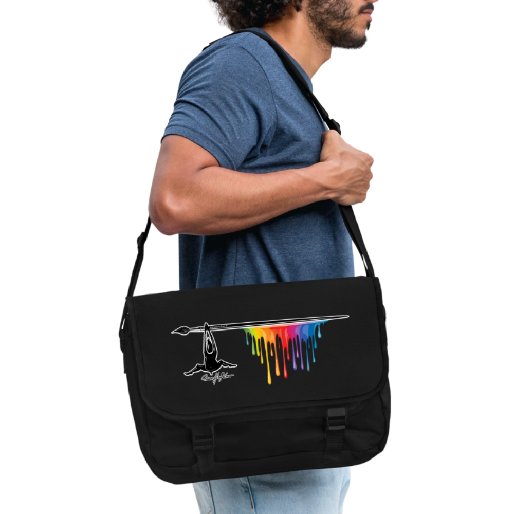 Umhängetasche mit TUSCHEMÄNNCHEN PRINT - Schwarz/Schwarz