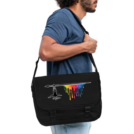 Umhängetasche mit TUSCHEMÄNNCHEN PRINT - Schwarz/Schwarz