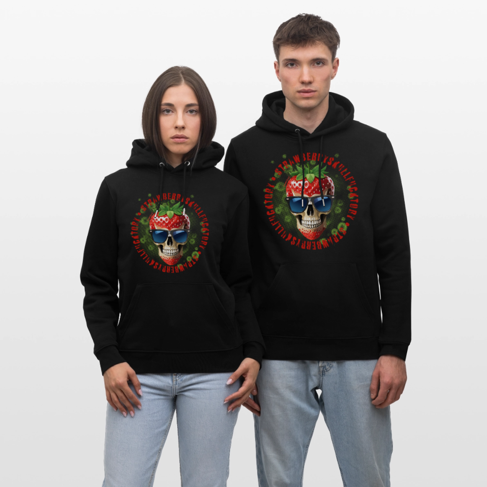 Unisex Hoodie mit STRAWBERRY SKULL PRINT - Schwarz