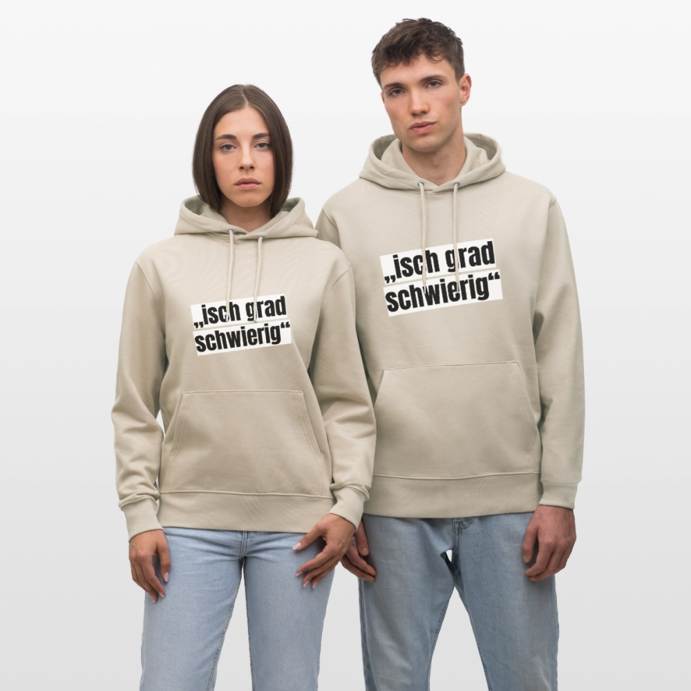 Unisex Hoodie mit ISCH GRAD SCHWIERIG PRINT - Beige