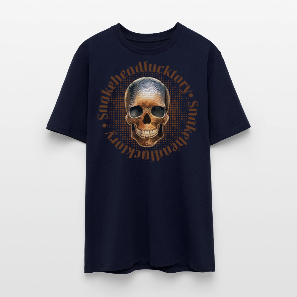 Unisex Bio-T-Shirt mit SNAKEHEAD SKULL PRINT Vorderseite - Navy