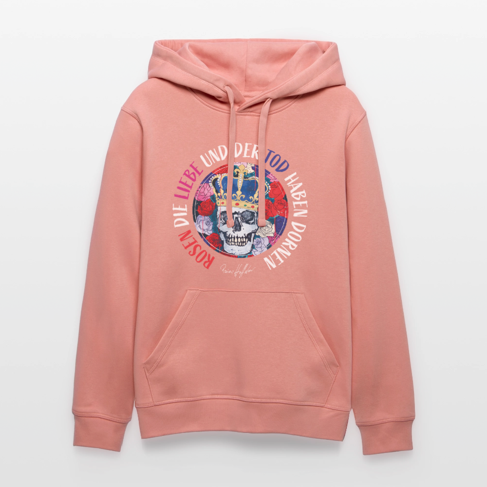 Oversized Unisex Hoodie mit ROSEN DIE LIEBE UND DER TOD HABEN DORNEN PRINT - Altrosa